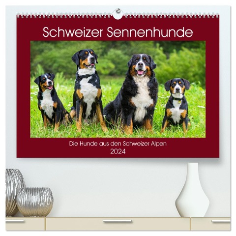 Schweizer Sennenhunde - die Hunde aus den Schweizer Alpen (hochwertiger Premium Wandkalender 2024 DIN A2 quer), Kunstdruck in Hochglanz - Sigrid Starick