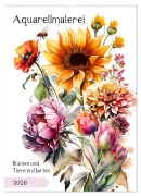 Cover-Bild zum Titel 'Aquarellmalerei - Blumen und Tiere im Garten (Wandkalender 2026 DIN A2 hoch), CALVENDO Monatskalender' von 'Anja Frost'
