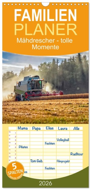 Familienplaner 2026 - Mähdrescher - tolle Momente mit 5 Spalten (Wandkalender, 21 x 45 cm) CALVENDO - Peter Roder