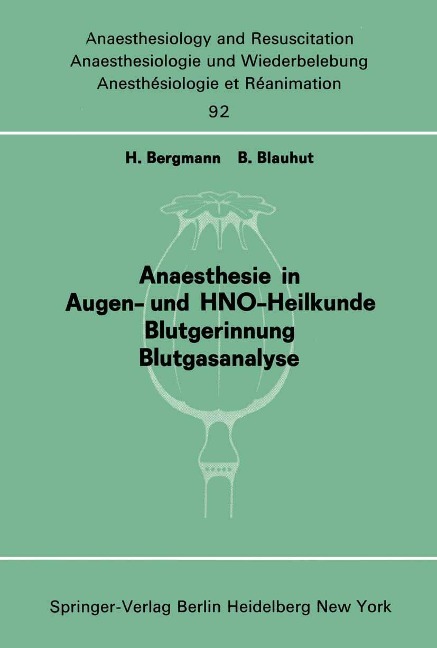 Anaesthesie in Augen- und HNO-Heilkunde Blutgerinnung Blutgasanalyse - 
