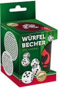 Premium Würfelbecher + 6 Würfel, Aufh.-FS, VE 6 - 