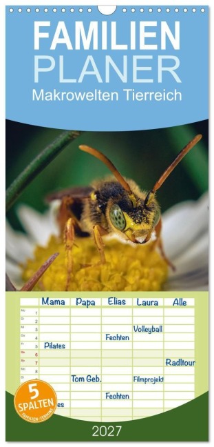 Familienplaner 2027 - Makrowelten Tierreich mit 5 Spalten (Wandkalender, 21 x 45 cm) CALVENDO - Kay Maikowske