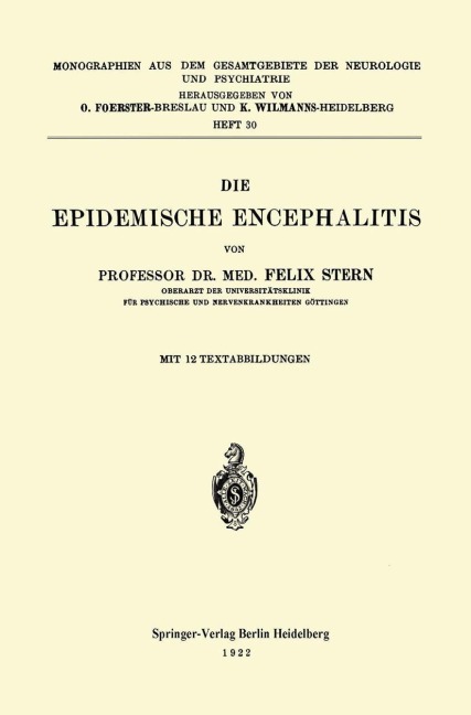 Die Epidemische Encephalitis - Felix Stern