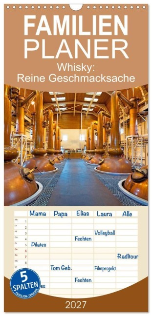 Familienplaner 2027 - Whisky: Reine Geschmacksache mit 5 Spalten (Wandkalender, 21 x 45 cm) CALVENDO - Calvendo