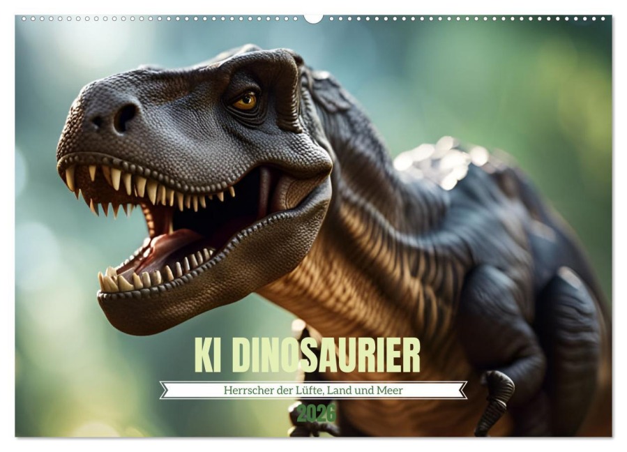 KI Dinosaurier - Herrscher der Lüfte, Land und Meer (Wandkalender 2026 DIN A2 quer), CALVENDO Monatskalender - Claudia Schimmack