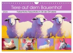 Tiere auf dem Bauernhof. Farbenfrohe Tierportraits im Stil der Ölmalerei (Wandkalender 2026 DIN A4 quer), CALVENDO Monatskalender - Rose Hurley