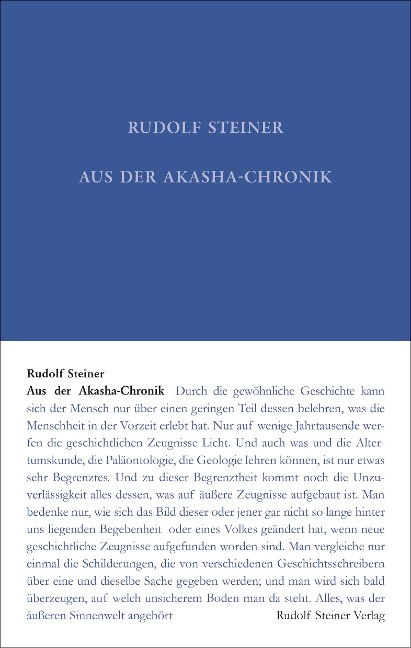 Aus der Akasha-Chronik - Rudolf Steiner