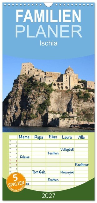 Familienplaner 2027 - Ischia mit 5 Spalten (Wandkalender, 21 x 45 cm) CALVENDO - Geotop Bildarchiv I. Gebhard