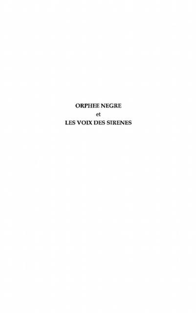 Orphee negre - Catherine Bore