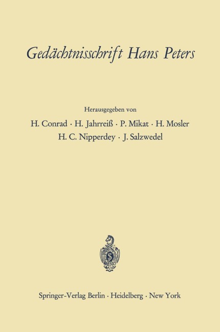 Gedächtnisschrift Hans Peters - 