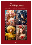 Cover-Bild zum Titel 'Blütenzauber. Floraler Reigen. Bezaubernde Frauen in Blumenpracht (Wandkalender 2026 DIN A2 hoch), CALVENDO Monatskalender' von 'Rose Hurley'
