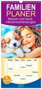Cover-Bild zum Titel 'Familienplaner 2027 - Mensch und Hund. Herzensverbindungen mit 5 Spalten (Wandkalender, 21 x 45 cm) CALVENDO' von 'Rose Hurley'