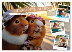 Cover-Bild zum Titel 'Meerschweinchen - Hauptsache Urlaub (Wandkalender 2026 DIN A2 quer), CALVENDO Monatskalender' von 'Melanie Viola'