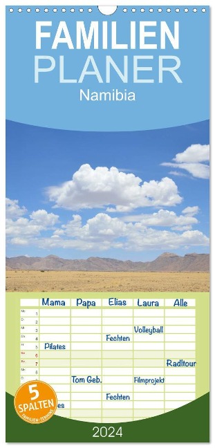 Familienplaner 2024 - Namibia mit 5 Spalten (Wandkalender, 21 x 45 cm) CALVENDO - Richard Oechsner