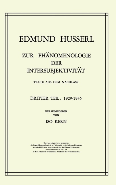 Zur Phänomenologie der Intersubjektivität - Kern, Edmund Husserl