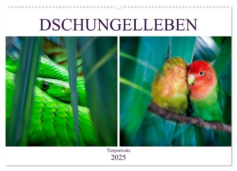 Dschungelleben - Tierportraits (Wandkalender 2025 DIN A2 quer), CALVENDO Monatskalender - Liselotte Brunner-Klaus