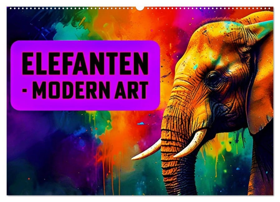 Elefanten - modern Art (Wandkalender 2026 DIN A2 quer), CALVENDO Monatskalender - Susan Michel