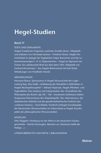 Hegel-Studien Band 17 - 