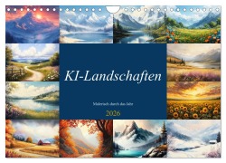 Cover-Bild zum Titel 'KI-Landschaften - Malerisch durch das Jahr (Wandkalender 2026 DIN A4 quer), CALVENDO Monatskalender' von 'Martin Rettenberger'