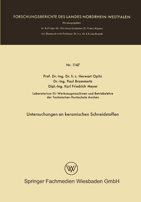 Untersuchungen an keramischen Schneidstoffen - Herwart Opitz