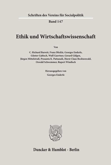 Ethik und Wirtschaftswissenschaft. - 