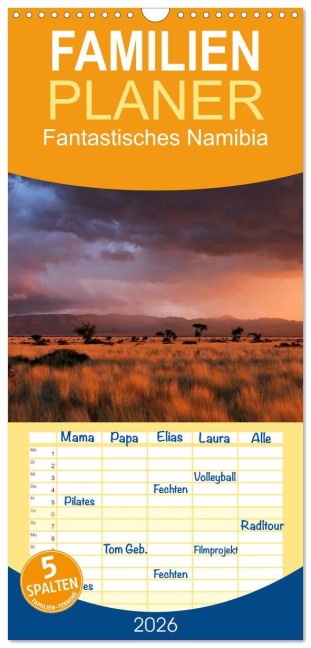 Familienplaner 2026 - Fantastisches Namibia mit 5 Spalten (Wandkalender, 21 x 45 cm) CALVENDO - Michael Voß