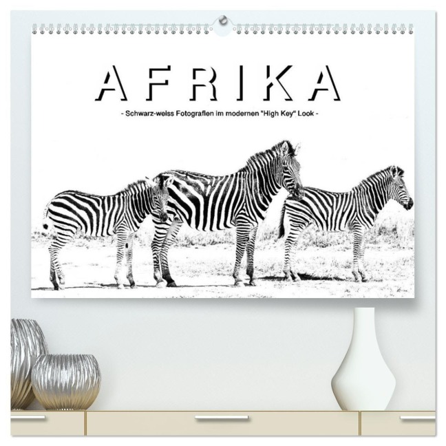 AFRIKA - Schwarz-weiss Fotografien im modernen "High Key" Look (hochwertiger Premium Wandkalender 2027 DIN A2 quer), Kunstdruck in Hochglanz - Robert Styppa