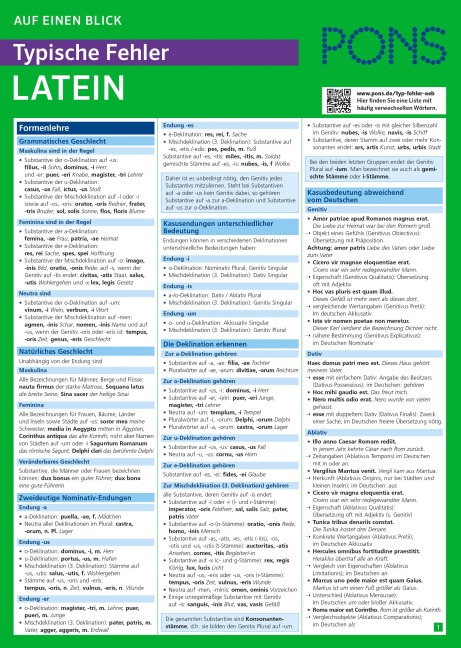 PONS Typische Fehler auf einen Blick Latein - 