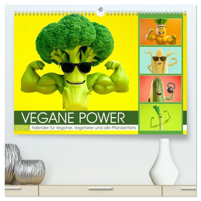 Vegane Power - Kalender für Veganer, Vegetarier und alle Pflanzenfans (hochwertiger Premium Wandkalender 2026 DIN A2 quer), Kunstdruck in Hochglanz - Mb Fotografie