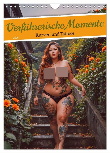 Verführerische Momente - Kurven und Tattoos (Wandkalender 2026 DIN A4 hoch), CALVENDO Monatskalender - Sell Pixs:Sell