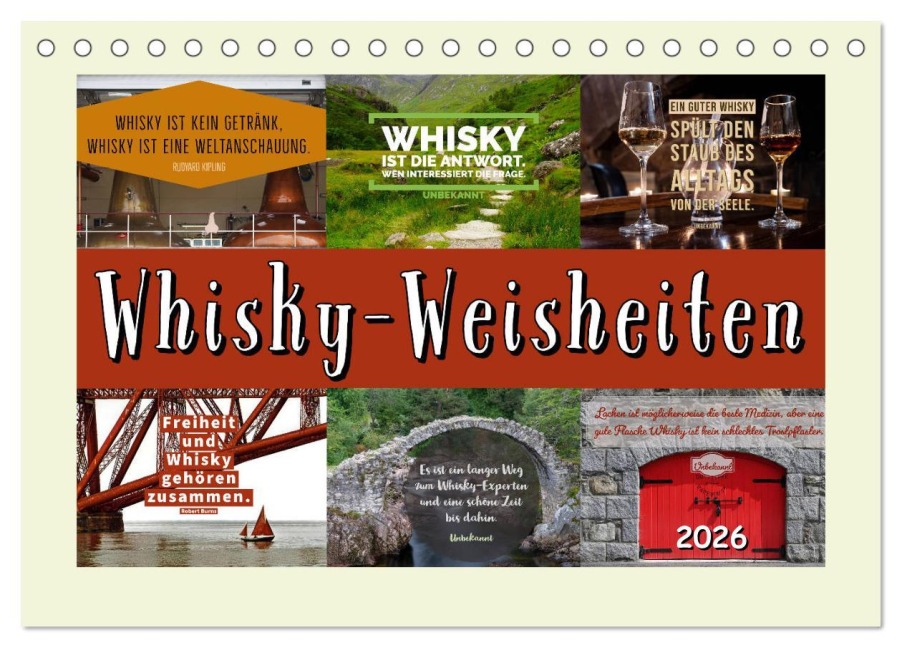 Whisky-Weisheiten (Tischkalender 2026 DIN A5 quer), CALVENDO Monatskalender - Anke Grau