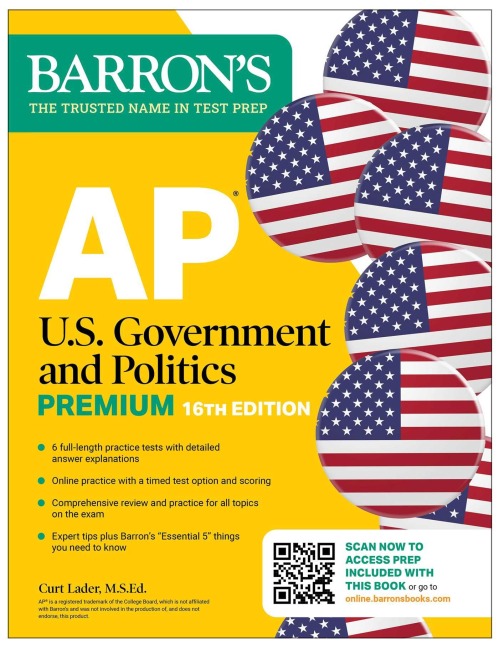 AP U.S. Government and Politics Premium, Sixteenth Edition: Prep Book with 6 Practice Tests + Comprehensive Review + Online Practice (2026) - Barron's Educational Series, Curt Lader