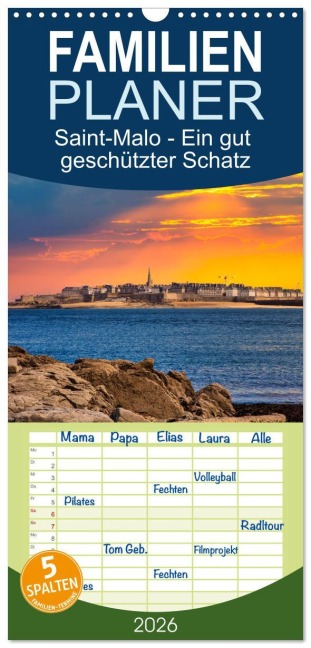 Familienplaner 2026 - Saint-Malo - Ein gut geschützter Schatz mit 5 Spalten (Wandkalender, 21 x 45 cm) CALVENDO - Paul Michalzik