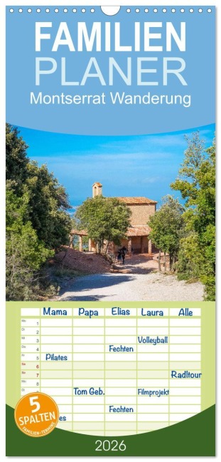 Familienplaner 2026 - Montserrat Wanderung mit 5 Spalten (Wandkalender, 21 x 45 cm) CALVENDO - Tina Rabus
