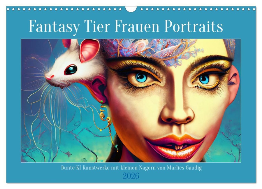 Fantasy Tier Frauen Portraits (Wandkalender 2026 DIN A3 quer), CALVENDO Monatskalender - Marlise Gaudig