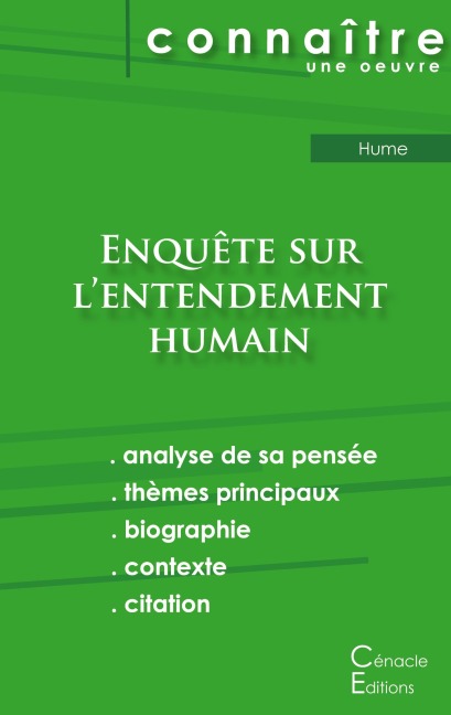 Fiche de lecture Enquête sur l'entendement humain de David Hume (analyse littéraire de référence et résumé complet) - David Hume