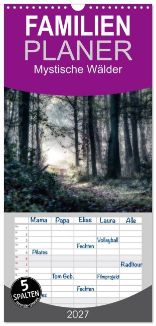 Familienplaner 2027 - Mystische Wälder mit 5 Spalten (Wandkalender, 21 x 45 cm) CALVENDO - Hermann Greiling