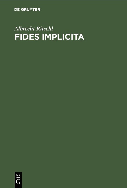 Fides implicita - Albrecht Ritschl