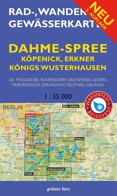 Rad-, Wander- und Gewässerkarte Dahme-Spree: Köpenick, Erkner, Königs Wusterhausen 1:35.000 - 