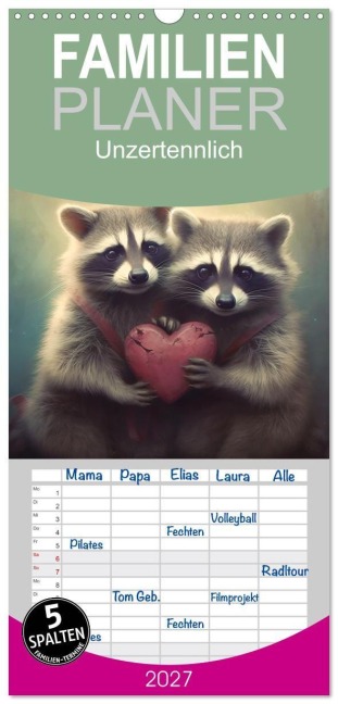 Familienplaner 2027 - Unzertennlich mit 5 Spalten (Wandkalender, 21 x 45 cm) CALVENDO - Cathrin Illgen