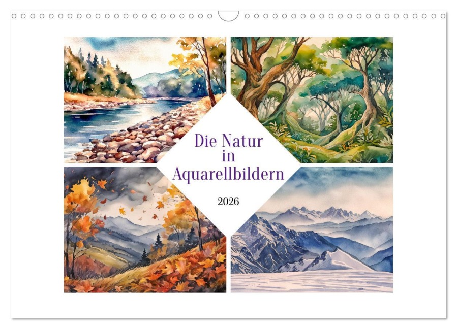 Die Natur in Aquarellbildern (Wandkalender 2026 DIN A3 quer), CALVENDO Monatskalender - Werner Braun