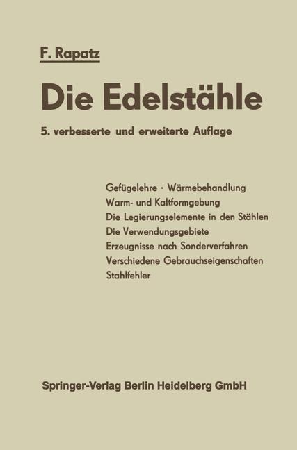 Die Edelstähle - F. Rapatz