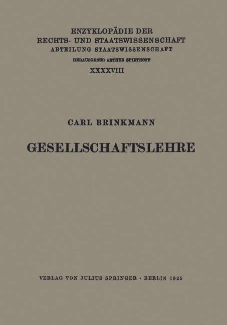 Gesellschaftslehre - Carl Brinkmann