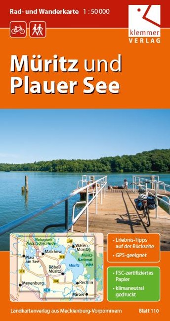 Rad- und Wanderkarte Müritz und Plauer See - 