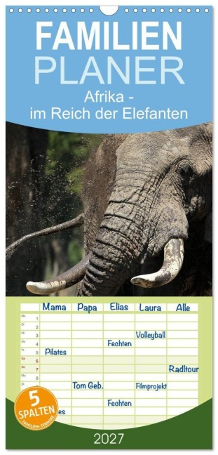Familienplaner 2027 - Afrika - im Reich der Elefanten mit 5 Spalten (Wandkalender, 21 x 45 cm) CALVENDO - Michael Herzog