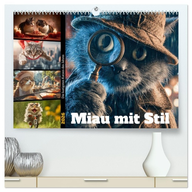 Miau mit Stil (hochwertiger Premium Wandkalender 2026 DIN A2 quer), Kunstdruck in Hochglanz - Steffen Gierok-Latniak