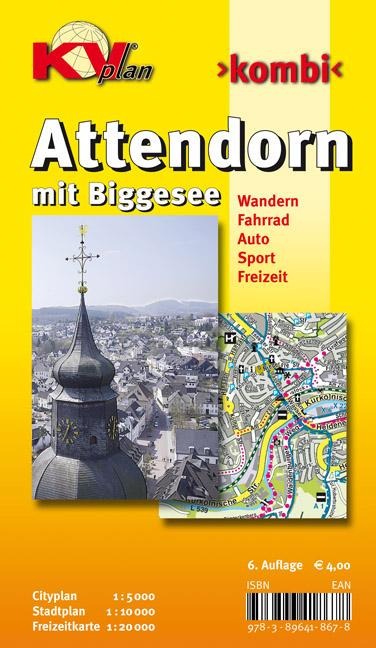 Attendorn mit Biggesee, KVplan, Wanderkarte/Radkarte/Stadtplan, 1:20.000 / 1:10.000 / 1:5.000 - Sascha René Tacken