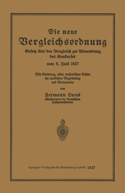 Die neue Vergleichsordnung - Hermann Lucas