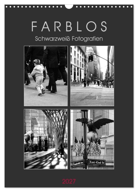 F A R B L O S - Schwarzweiß Fotografien (Wandkalender 2027 DIN A3 hoch), CALVENDO Monatskalender - Helene Seidl