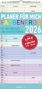 Planer für mich Farbenfroh 2026 - Familien-Timer 22x45 cm - mit Ferienterminen - Wand-Planer - mit vielen Zusatzinformationen - Alpha Edition - 